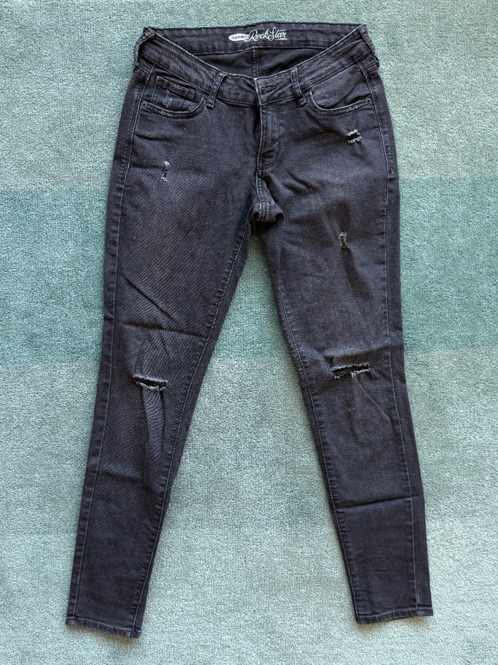 Old Navy Rockstar Super Skinny Jeans Black Distressed Size 6 Regular
